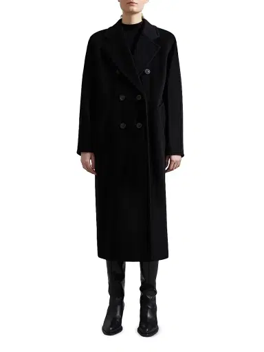 Max Mara Women's 101801 Icon Madame Wool Cashmere Double-Breasted Coat - Black | Thumbnail 2 Max Mara Women's 101801 Icon Madame Wool Cashmere Double-Breasted Coat - Black | Thumbnail 2
