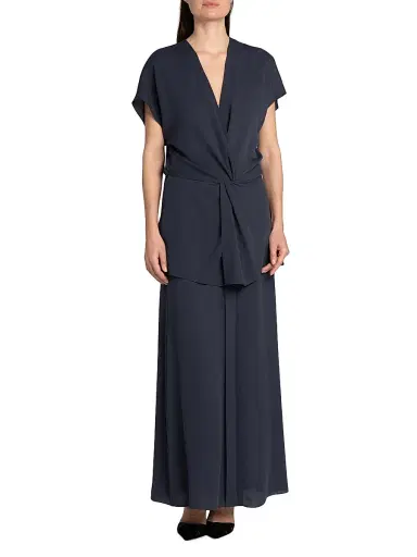 Giorgio Armani Women's Twist Silk Layered Maxi Dress - Graphite | Thumbnail 3 Giorgio Armani Women's Twist Silk Layered Maxi Dress - Graphite | Thumbnail 3
