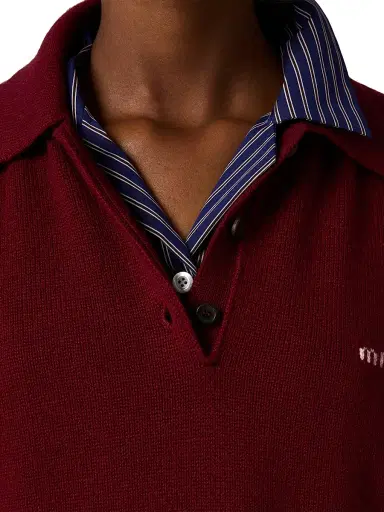 Miu Miu Women's Cashmere Polo Sweater - Dark Red - Size 6 | Thumbnail 5 Miu Miu Women's Cashmere Polo Sweater - Dark Red - Size 6 | Thumbnail 5