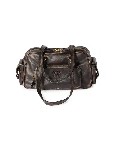 Miu Miu Women's Pocket Nappa Leather Shoulder Bag - Brown | Thumbnail 1 Miu Miu Women's Pocket Nappa Leather Shoulder Bag - Brown | Thumbnail 1
