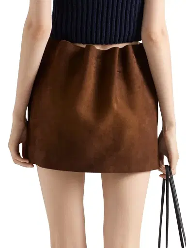 Prada Women's Suede Miniskirt - Brown | Thumbnail 3 Prada Women's Suede Miniskirt - Brown | Thumbnail 3