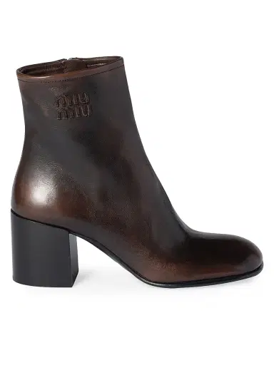 Miu Miu Women's Fume Calf Booties - Brown - Size 11 | Thumbnail 1 Miu Miu Women's Fume Calf Booties - Brown - Size 11 | Thumbnail 1