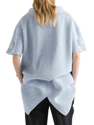 Prada Women's Mouliné Wool Knit Dress - Blue | Thumbnail 3 Prada Women's Mouliné Wool Knit Dress - Blue | Thumbnail 3