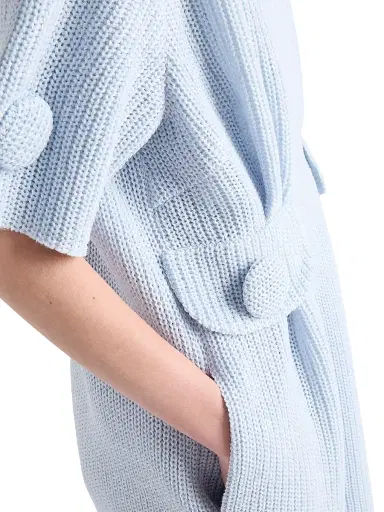 Prada Women's Mouliné Wool Knit Dress - Blue | Thumbnail 5 Prada Women's Mouliné Wool Knit Dress - Blue | Thumbnail 5