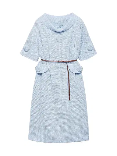 Prada Women's Mouliné Wool Knit Dress - Blue | Thumbnail 1 Prada Women's Mouliné Wool Knit Dress - Blue | Thumbnail 1