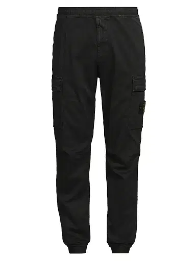 Stone Island Men's Cotton Cargo Jogger Pants - Black | Thumbnail 1 Stone Island Men's Cotton Cargo Jogger Pants - Black | Thumbnail 1