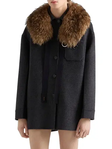 Prada Women's Single-Breasted Double Cashwool Caban Jacket - Grey | Thumbnail 2 Prada Women's Single-Breasted Double Cashwool Caban Jacket - Grey | Thumbnail 2