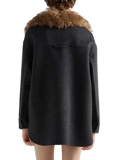 Prada Women's Single-Breasted Double Cashwool Caban Jacket - Grey | Thumbnail 4 Prada Women's Single-Breasted Double Cashwool Caban Jacket - Grey | Thumbnail 4