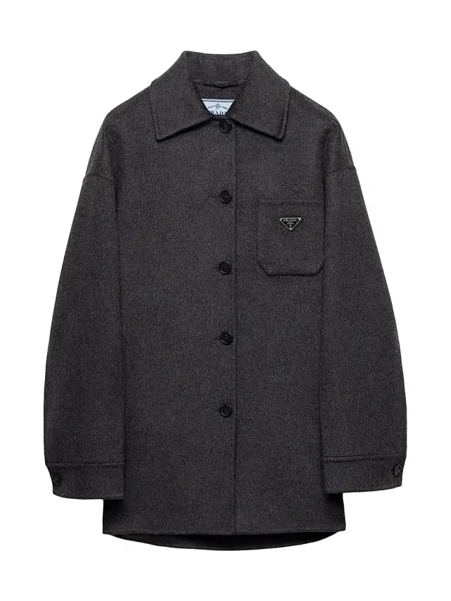 Women's Single-Breasted Double Cashwool Caban Jacket - Grey Women's Single-Breasted Double Cashwool Caban Jacket - Grey
