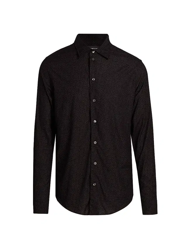 Men's Flocked Velvet Sport Shirt - Black Men's Flocked Velvet Sport Shirt - Black