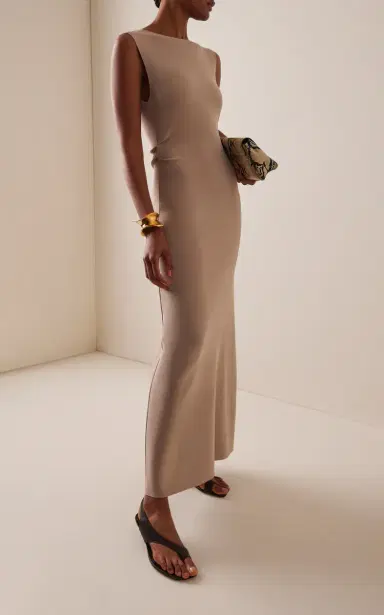 BIRROT Lay2 Draped Crepe Midi Dress | Thumbnail 2 BIRROT Lay2 Draped Crepe Midi Dress | Thumbnail 2
