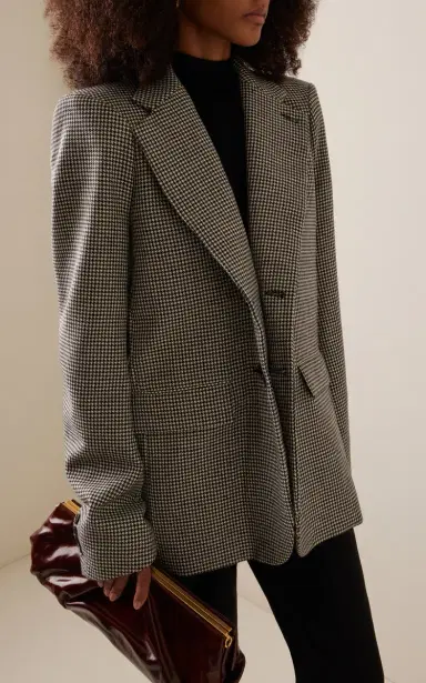 Marie Adam-Leenaerdt Structured Checked Wool Blazer | Thumbnail 2 Marie Adam-Leenaerdt Structured Checked Wool Blazer | Thumbnail 2