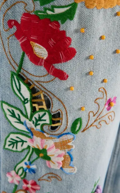 Valentino Garavani Embroidered Rigid High-Rise Straight-Leg Jeans - Light Wash | Thumbnail 5 Valentino Garavani Embroidered Rigid High-Rise Straight-Leg Jeans - Light Wash | Thumbnail 5