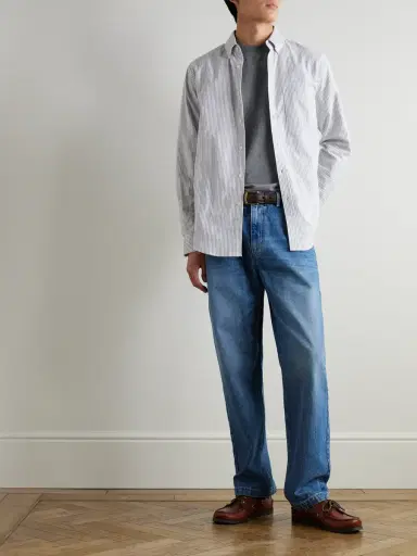 Portuguese Flannel Button-Down Collar Striped Brushed-Cotton Oxford Shirt - Men | Thumbnail 2 Portuguese Flannel Button-Down Collar Striped Brushed-Cotton Oxford Shirt - Men | Thumbnail 2