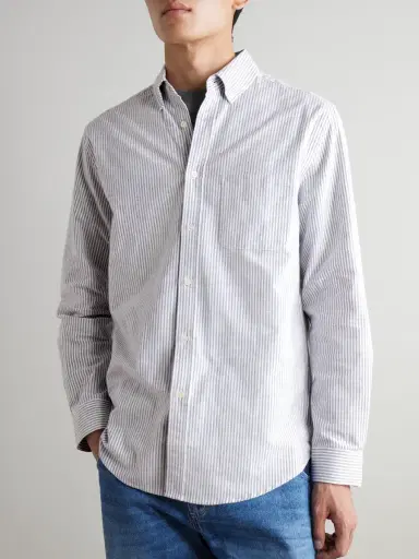 Portuguese Flannel Button-Down Collar Striped Brushed-Cotton Oxford Shirt - Men | Thumbnail 3 Portuguese Flannel Button-Down Collar Striped Brushed-Cotton Oxford Shirt - Men | Thumbnail 3