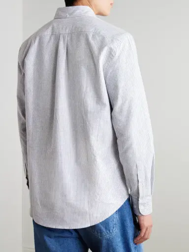 Portuguese Flannel Button-Down Collar Striped Brushed-Cotton Oxford Shirt - Men | Thumbnail 4 Portuguese Flannel Button-Down Collar Striped Brushed-Cotton Oxford Shirt - Men | Thumbnail 4