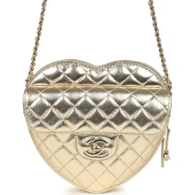 Chanel Chanel CC In Love Large Heart Bag with Chain Gold Metallic Lambskin Light Gold Hardware | Thumbnail 1 Chanel Chanel CC In Love Large Heart Bag with Chain Gold Metallic Lambskin Light Gold Hardware | Thumbnail 1