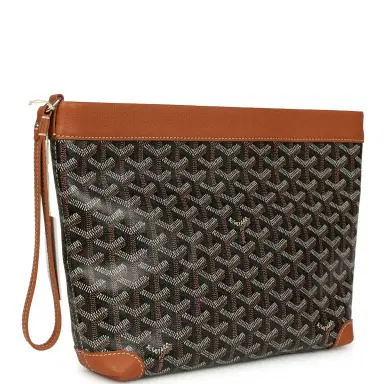goyard Goyard Goyardine Canvas Black and Tan Conti Pouch Palladium Hardware | Thumbnail 2 goyard Goyard Goyardine Canvas Black and Tan Conti Pouch Palladium Hardware | Thumbnail 2