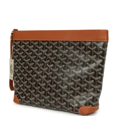 goyard Goyard Goyardine Canvas Black and Tan Conti Pouch Palladium Hardware | Thumbnail 5 goyard Goyard Goyardine Canvas Black and Tan Conti Pouch Palladium Hardware | Thumbnail 5