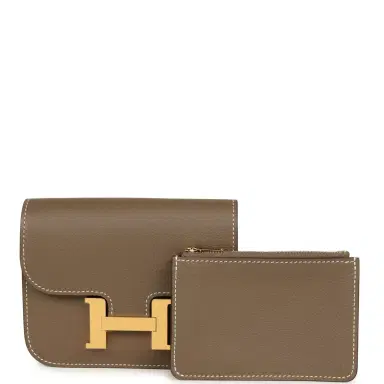 HERMÈS Hermes Constance Slim Compact Wallet Etoupe Evercolor Gold Hardware | Thumbnail 7 HERMÈS Hermes Constance Slim Compact Wallet Etoupe Evercolor Gold Hardware | Thumbnail 7