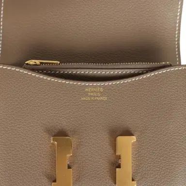 HERMÈS Hermes Constance Slim Compact Wallet Etoupe Evercolor Gold Hardware | Thumbnail 8 HERMÈS Hermes Constance Slim Compact Wallet Etoupe Evercolor Gold Hardware | Thumbnail 8