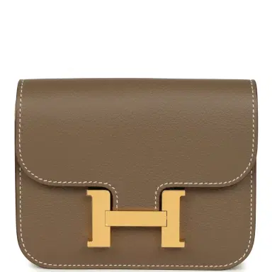 HERMÈS Hermes Constance Slim Compact Wallet Etoupe Evercolor Gold Hardware | Thumbnail 1 HERMÈS Hermes Constance Slim Compact Wallet Etoupe Evercolor Gold Hardware | Thumbnail 1