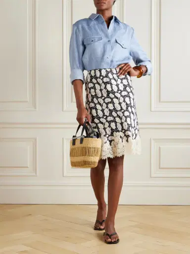DÔEN Elowette Lace-trimmed Floral-print Silk-satin Skirt | Thumbnail 2 DÔEN Elowette Lace-trimmed Floral-print Silk-satin Skirt | Thumbnail 2