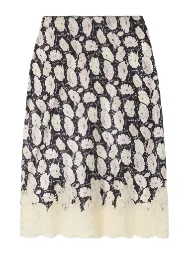 DÔEN Elowette Lace-trimmed Floral-print Silk-satin Skirt | Thumbnail 1 DÔEN Elowette Lace-trimmed Floral-print Silk-satin Skirt | Thumbnail 1