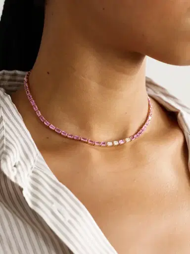 SHAY 18-karat Rose Gold Sapphire And Diamond Tennis Necklace | Thumbnail 2 SHAY 18-karat Rose Gold Sapphire And Diamond Tennis Necklace | Thumbnail 2