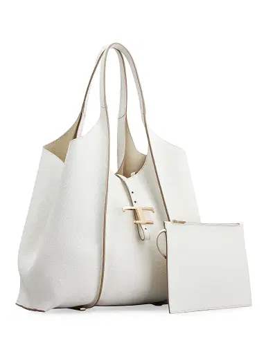 Tod's Women's Medium T Timeless Leather Shopper Tote Bag - Bianco Calce | Thumbnail 3 Tod's Women's Medium T Timeless Leather Shopper Tote Bag - Bianco Calce | Thumbnail 3