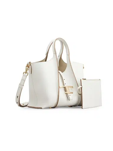 Tod's Women's Mini T Timeless Leather Shopper Tote Bag - Bianco Calce | Thumbnail 7 Tod's Women's Mini T Timeless Leather Shopper Tote Bag - Bianco Calce | Thumbnail 7
