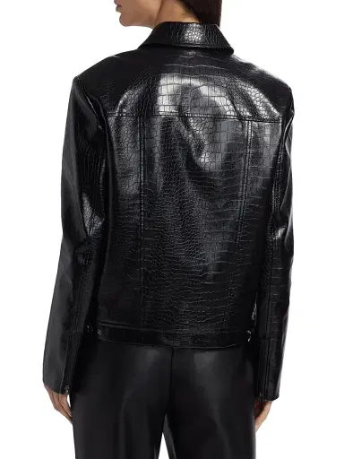 Toccin Women's Juno Crocodile-Embossed Faux Leather Moto Jacket - Jet | Thumbnail 5 Toccin Women's Juno Crocodile-Embossed Faux Leather Moto Jacket - Jet | Thumbnail 5