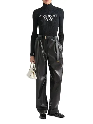 Givenchy Women's Two-Pleat Pants in Leather - Black | Thumbnail 2 Givenchy Women's Two-Pleat Pants in Leather - Black | Thumbnail 2