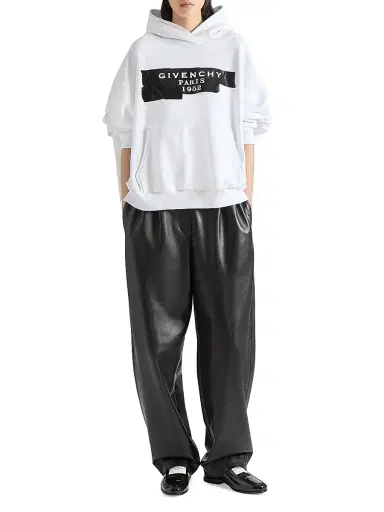 Givenchy Women's Hoodie in Fleece with Tape - White | Thumbnail 2 Givenchy Women's Hoodie in Fleece with Tape - White | Thumbnail 2