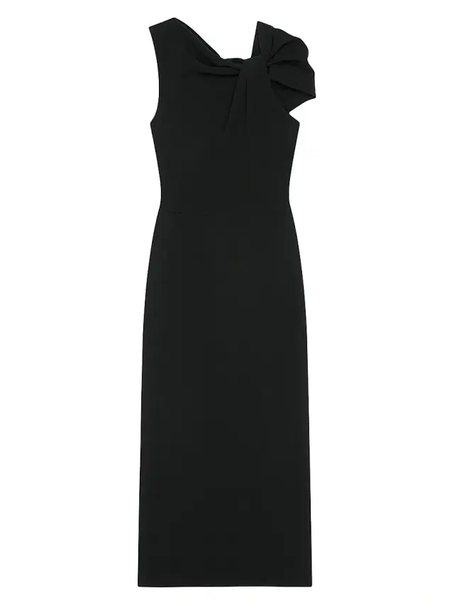Women's Dress with Draped Detail - Black Women's Dress with Draped Detail - Black