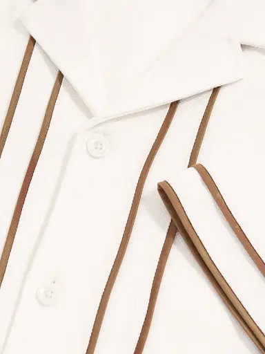 Reiss Men's Sander Cuban Striped Shirt - White Camel | Thumbnail 5 Reiss Men's Sander Cuban Striped Shirt - White Camel | Thumbnail 5
