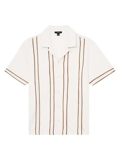 Reiss Men's Sander Cuban Striped Shirt - White Camel | Thumbnail 1 Reiss Men's Sander Cuban Striped Shirt - White Camel | Thumbnail 1