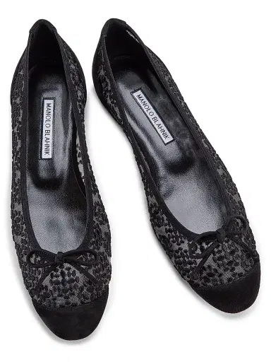 Manolo Blahnik Women's Cap-Toe Ballerina Flats - Black - Size 11 | Thumbnail 4 Manolo Blahnik Women's Cap-Toe Ballerina Flats - Black - Size 11 | Thumbnail 4
