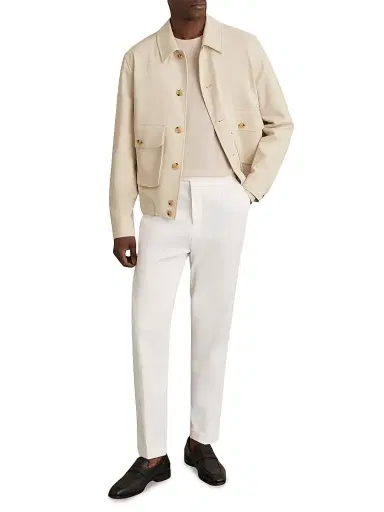 Reiss Men's Barry Short Jersey Jacket - Light Stone | Thumbnail 2 Reiss Men's Barry Short Jersey Jacket - Light Stone | Thumbnail 2