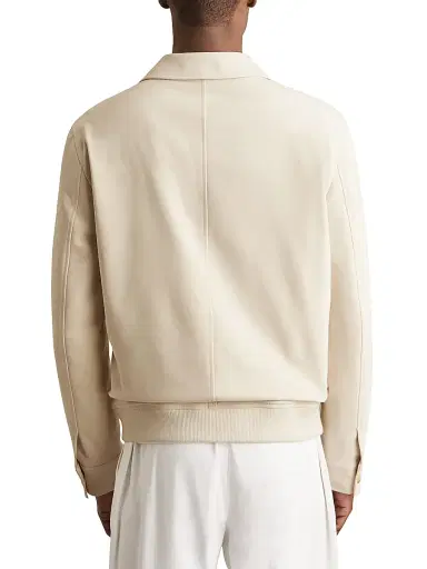 Reiss Men's Barry Short Jersey Jacket - Light Stone | Thumbnail 4 Reiss Men's Barry Short Jersey Jacket - Light Stone | Thumbnail 4