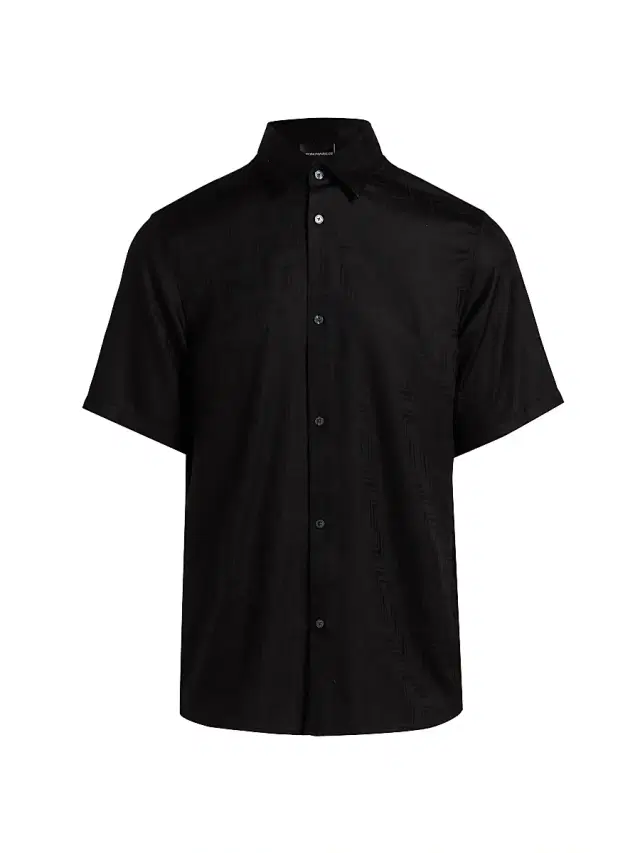 Men's Jacquard Button-Front Sport Shirt - Black Men's Jacquard Button-Front Sport Shirt - Black