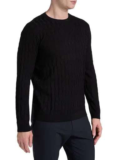 Emporio Armani Men's Textured Zig Zag Crewneck Sweater - Navy - Size XL | Thumbnail 4 Emporio Armani Men's Textured Zig Zag Crewneck Sweater - Navy - Size XL | Thumbnail 4