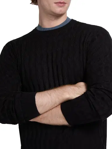 Emporio Armani Men's Textured Zig Zag Crewneck Sweater - Navy - Size XL | Thumbnail 6 Emporio Armani Men's Textured Zig Zag Crewneck Sweater - Navy - Size XL | Thumbnail 6