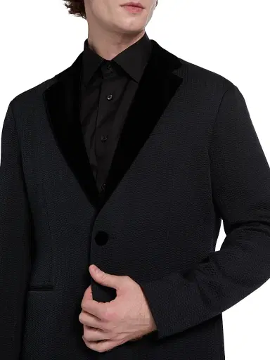 Giorgio Armani Men's Houndstooth Velvet Blazer - Night Sky | Thumbnail 6 Giorgio Armani Men's Houndstooth Velvet Blazer - Night Sky | Thumbnail 6