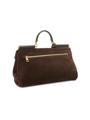 Dolce & Gabbana Women's My Sicily Suede Top Handle Bag - Ebano Moro | Thumbnail 5 Dolce & Gabbana Women's My Sicily Suede Top Handle Bag - Ebano Moro | Thumbnail 5