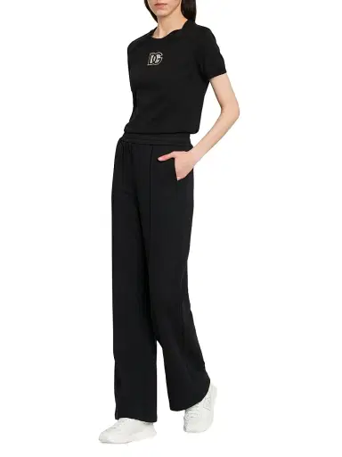 Dolce & Gabbana Women's Cut-Out Logo Cotton T-Shirt - Black | Thumbnail 2 Dolce & Gabbana Women's Cut-Out Logo Cotton T-Shirt - Black | Thumbnail 2
