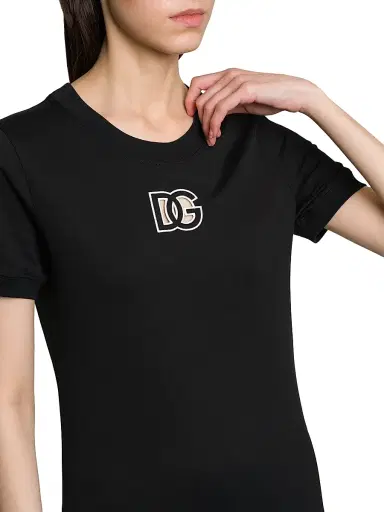 Dolce & Gabbana Women's Cut-Out Logo Cotton T-Shirt - Black | Thumbnail 6 Dolce & Gabbana Women's Cut-Out Logo Cotton T-Shirt - Black | Thumbnail 6