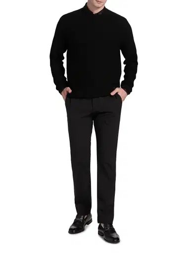 Emporio Armani Men's Tonal Basket Weave Virgin Wool Sweater - Black - Size XXL | Thumbnail 2 Emporio Armani Men's Tonal Basket Weave Virgin Wool Sweater - Black - Size XXL | Thumbnail 2