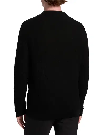 Emporio Armani Men's Tonal Basket Weave Virgin Wool Sweater - Black - Size XXL | Thumbnail 5 Emporio Armani Men's Tonal Basket Weave Virgin Wool Sweater - Black - Size XXL | Thumbnail 5
