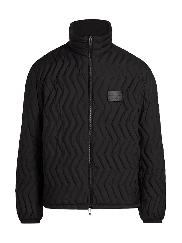 Men's Zig-Zag Padded Down Jacket - Black Men's Zig-Zag Padded Down Jacket - Black
